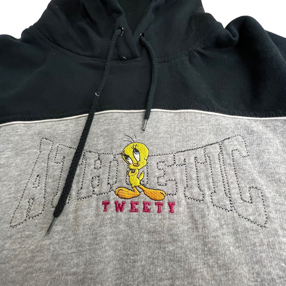 Vintage Freeze Tweety Bird Hoodie Womens XL Gray Colorblock 90s Looney Tunes
